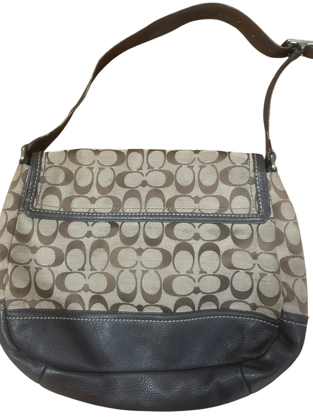 Authentic Vintage Coach Y2K Monogram Flap Shoulder Bag Purse Leather Soho 2000s